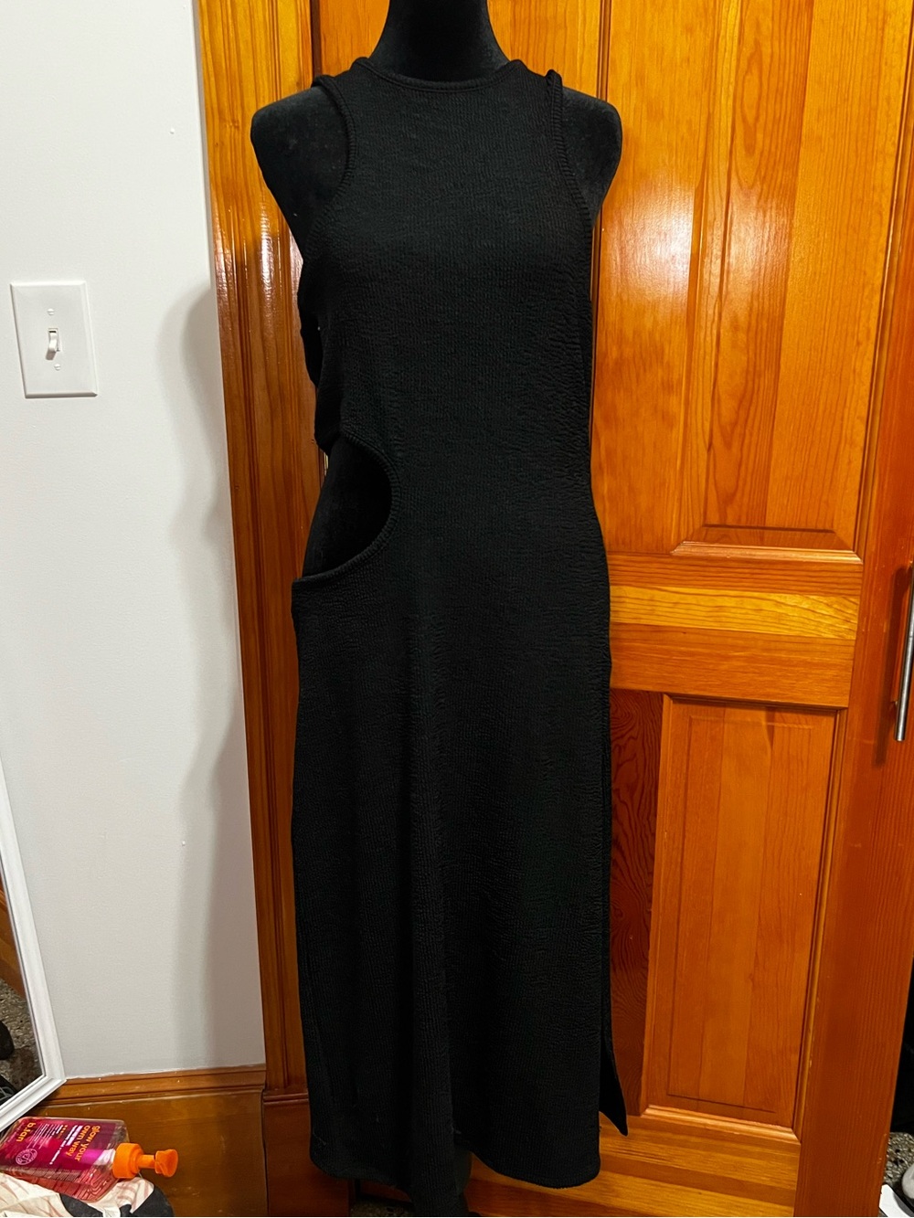 Steve Madden Black Sleeveless Cutout Midi Dress